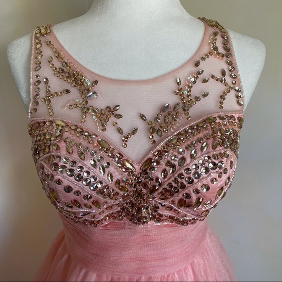 May Queen Embellished pink tulle prom dress Size 8 Crystal embellished prom - Picture 2 of 10
